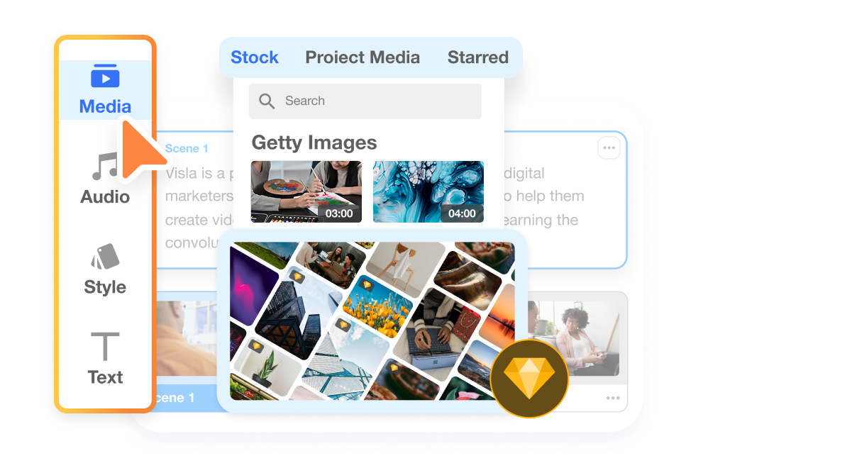 AI-powered footage recommendation with access to Visla's Premium Video Library, featuring high-quality, 4K clips for professional video creation.
